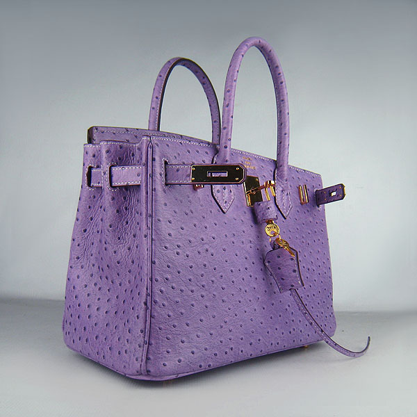 Replica Hermes Birkin 30CM Ostrich Veins Handbag Purple 6088 On Sale